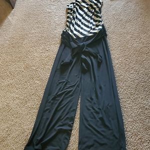 Black overall loose pants